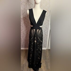 BCBGMaxazria cutout flocked Marilyne Gown